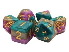 Old School 7 Piece DnD RPG Dice Set: Gradients - Queens Court